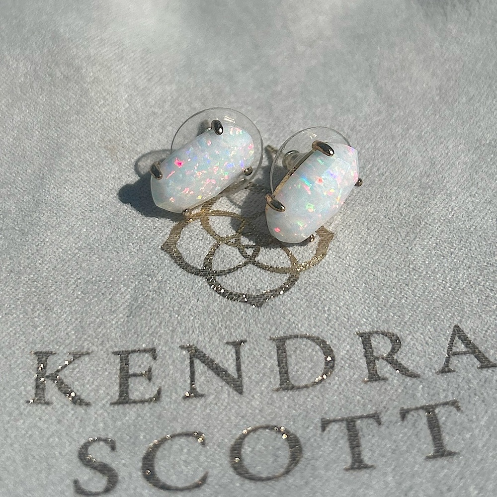 Kendra Scott White Opal Earrings in Gold